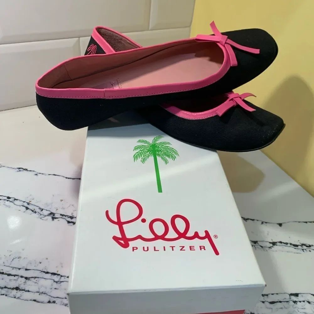 Lilly Pulitzer Women's Black and Pink Flats